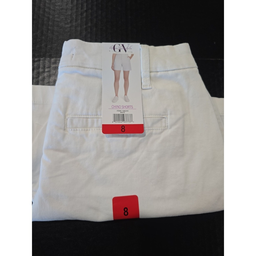 Gloria Vanderbilt Chino Shorts Womens Size 8 White Stretch Twill Midrise 5" Inse